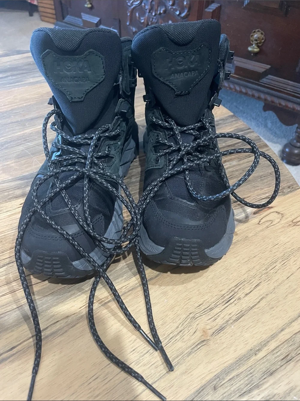 Hoka Black Anacapa Mid Hiking Boots
